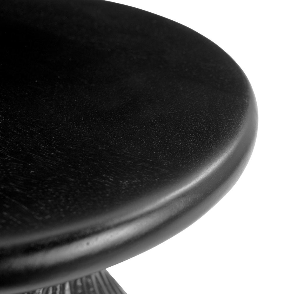 Black Solid Wood Round Pedestal End Table - 20-inch