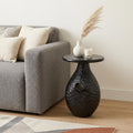 Black Solid Wood Round Pedestal End Table - 20-inch