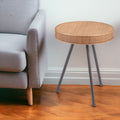 Natural and Gray Rattan and Steel Round End Table - 23-inch