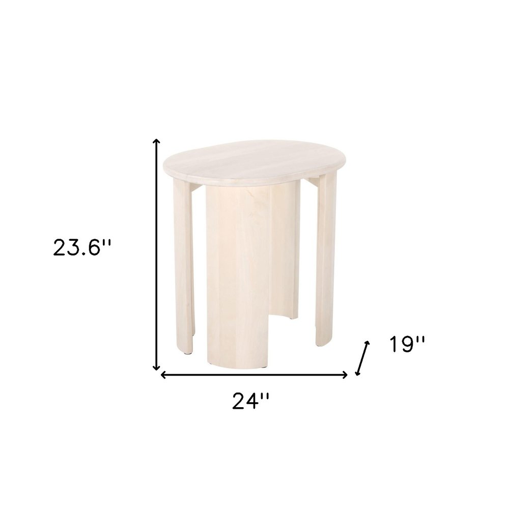 Natural Solid Wood Oval End Table - 24-inch