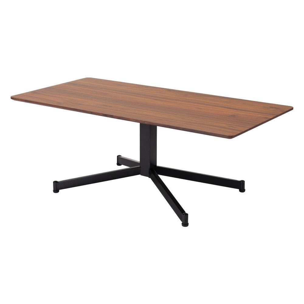 Brown and Black Wood and Steel Pedestal Coffee Table - 48-inch
