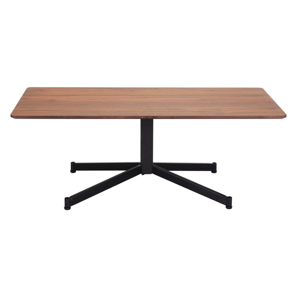 Brown and Black Wood and Steel Pedestal Coffee Table - 48-inch