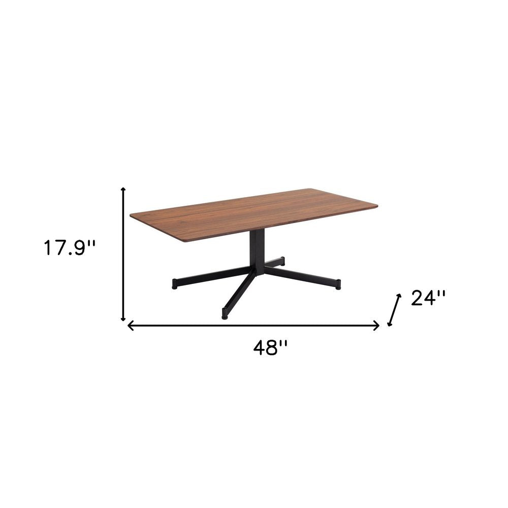 Brown and Black Wood and Steel Pedestal Coffee Table - 48-inch