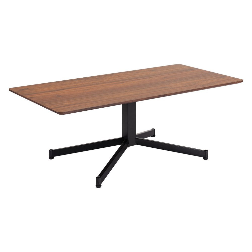 Brown and Black Wood and Steel Pedestal Coffee Table - 48-inch