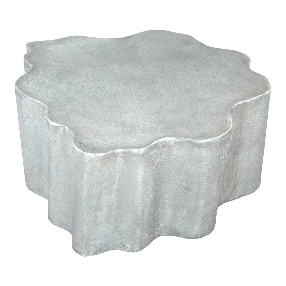 Silver Aluminum Free Form Solid Coffee Table - 37-inch