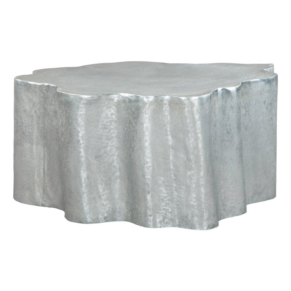 Silver Aluminum Free Form Solid Coffee Table - 37-inch