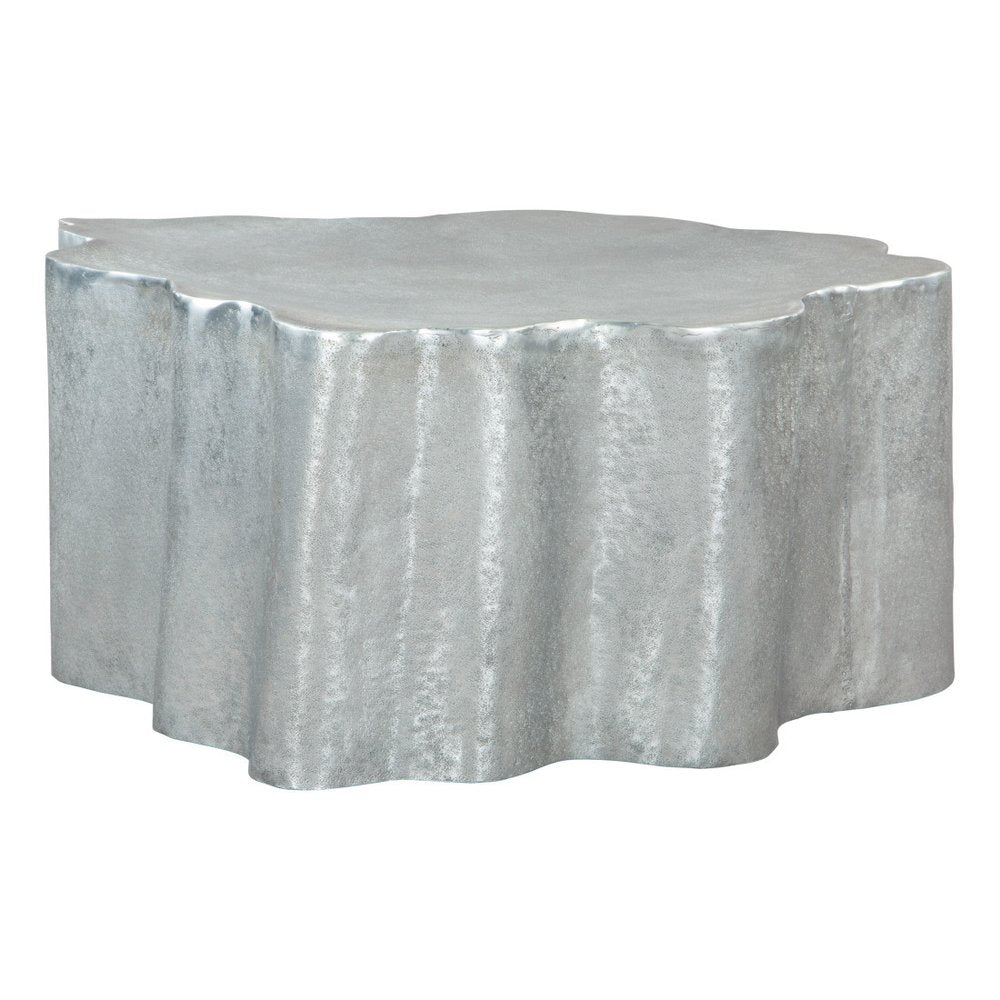 Silver Aluminum Free Form Solid Coffee Table - 37-inch
