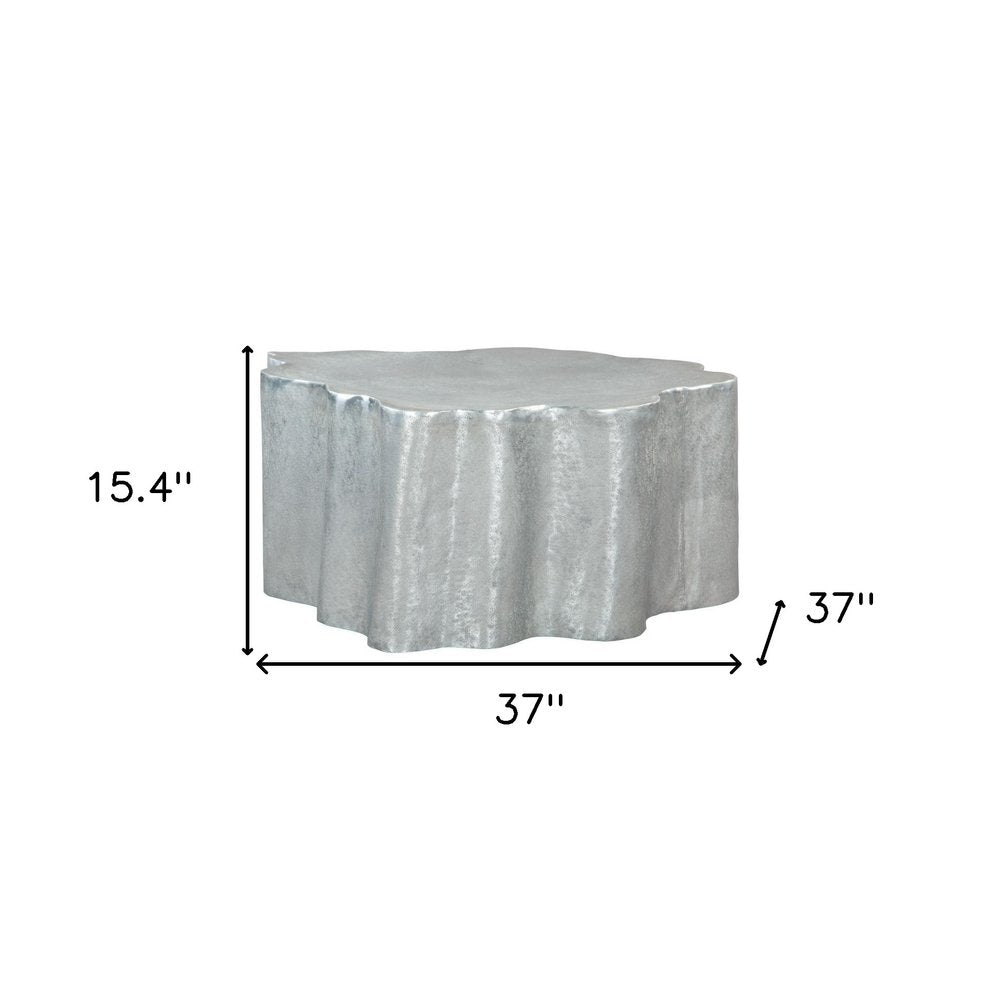 Silver Aluminum Free Form Solid Coffee Table - 37-inch