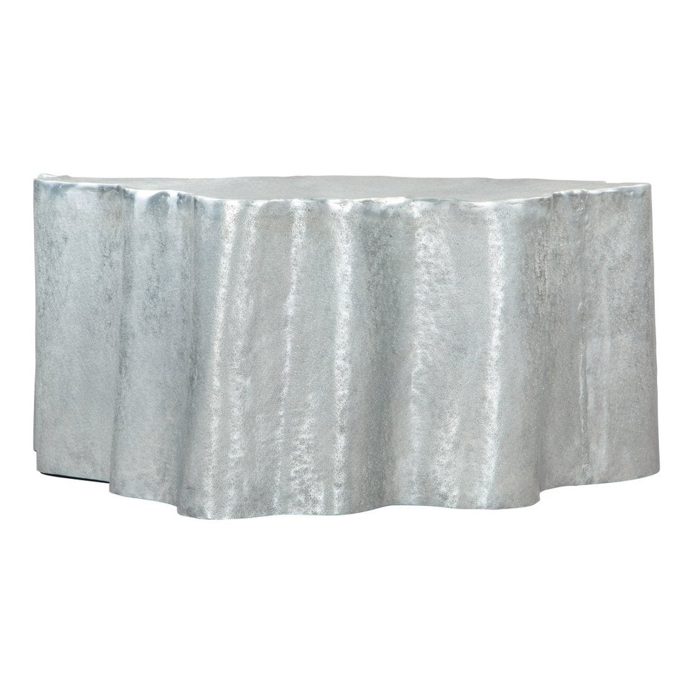 Silver Aluminum Free Form Solid Coffee Table - 37-inch