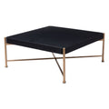 Black and Gold Solid Wood and Steel Square Coffee Table - 42-inch