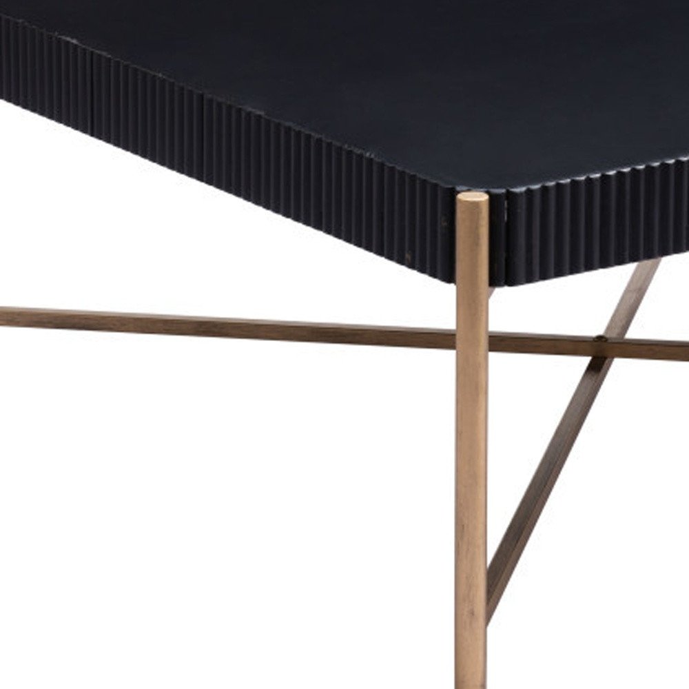 Black and Gold Solid Wood and Steel Square Coffee Table - 42-inch