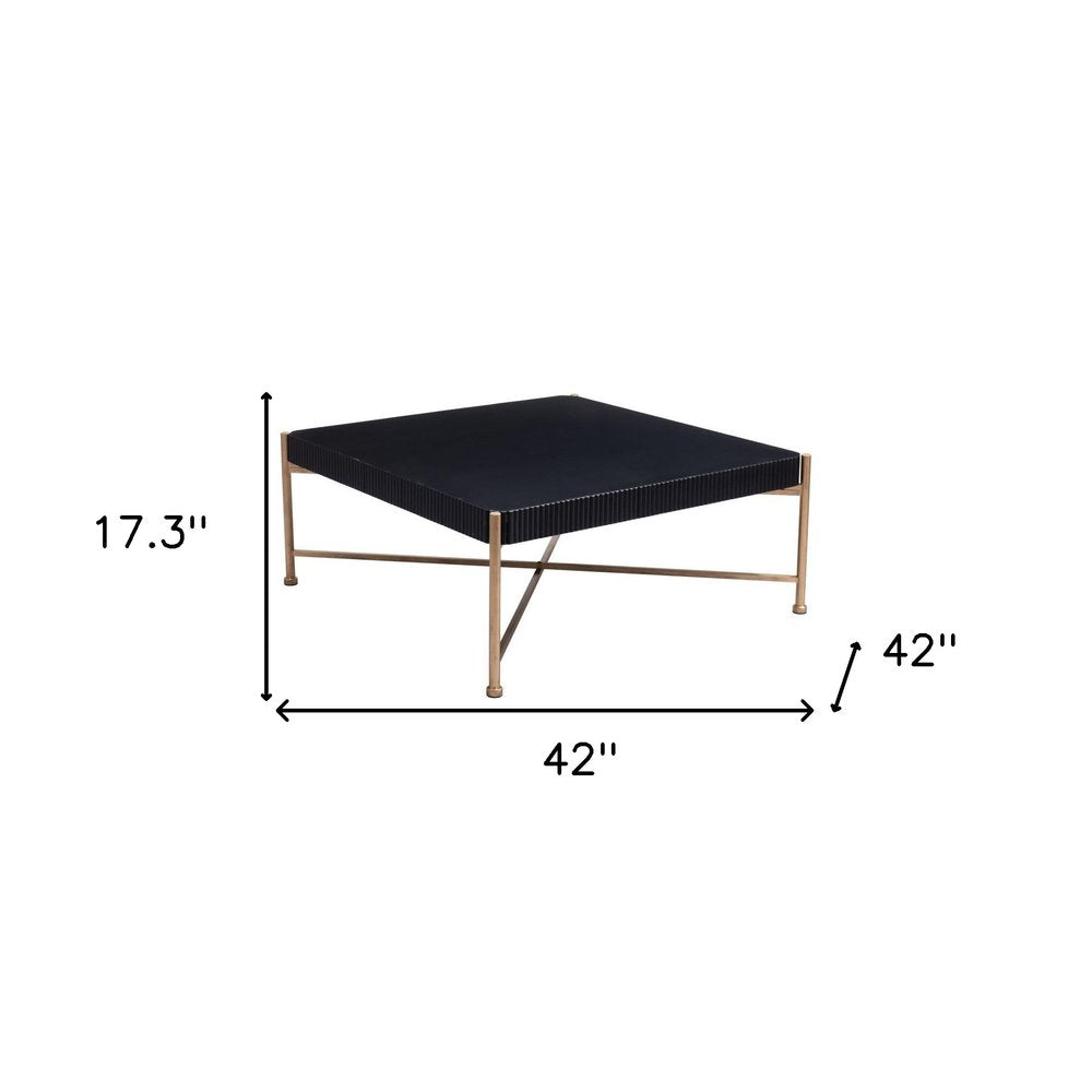 Black and Gold Solid Wood and Steel Square Coffee Table - 42-inch