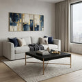 Black and Gold Solid Wood and Steel Square Coffee Table - 42-inch