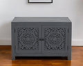 Gray Distressed Solid Wood Textured Door Accent Cabinet with Two Doors - 30-inch