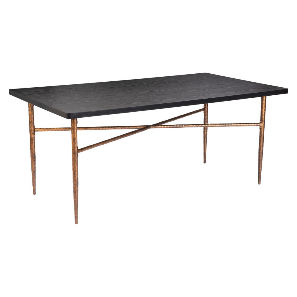 Black and Bronze Wood and Steel Dining Table - 72-inch