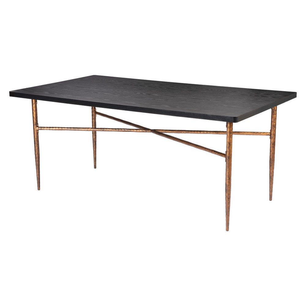 Black and Bronze Wood and Steel Dining Table - 72-inch