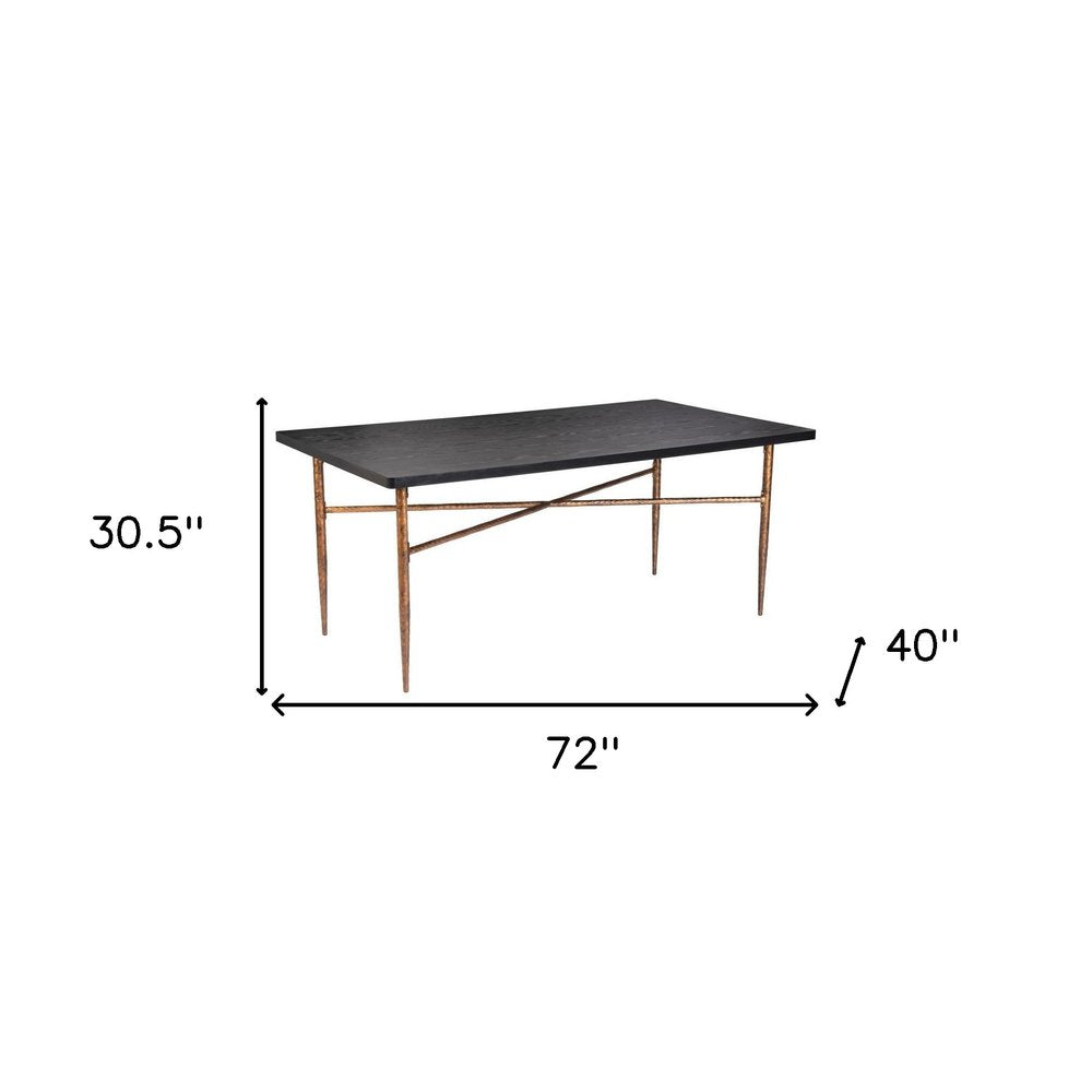 Black and Bronze Wood and Steel Dining Table - 72-inch