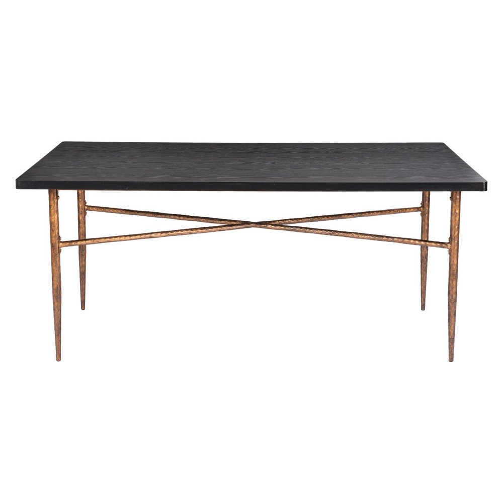 Black and Bronze Wood and Steel Dining Table - 72-inch