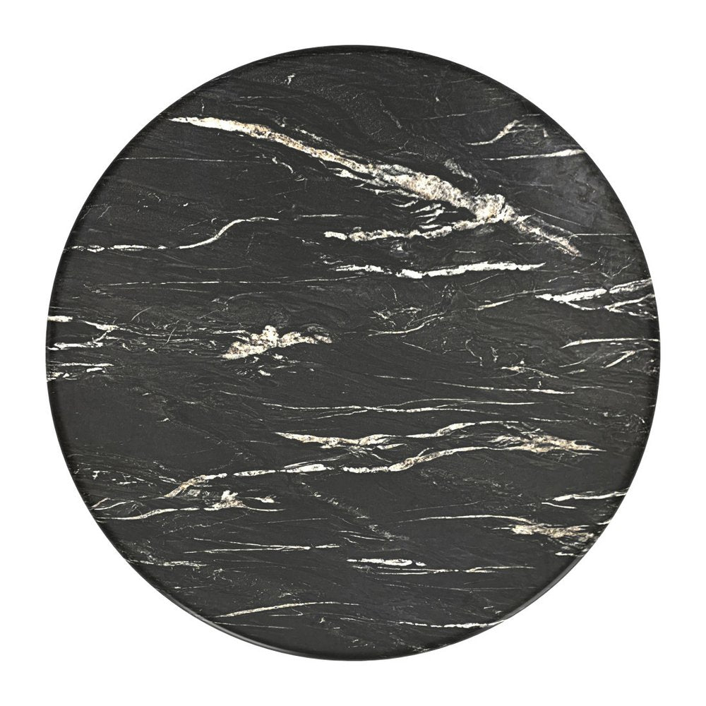 Black Faux Marble and Steel Pedestal Base Round Top Dining Table - 50-inch