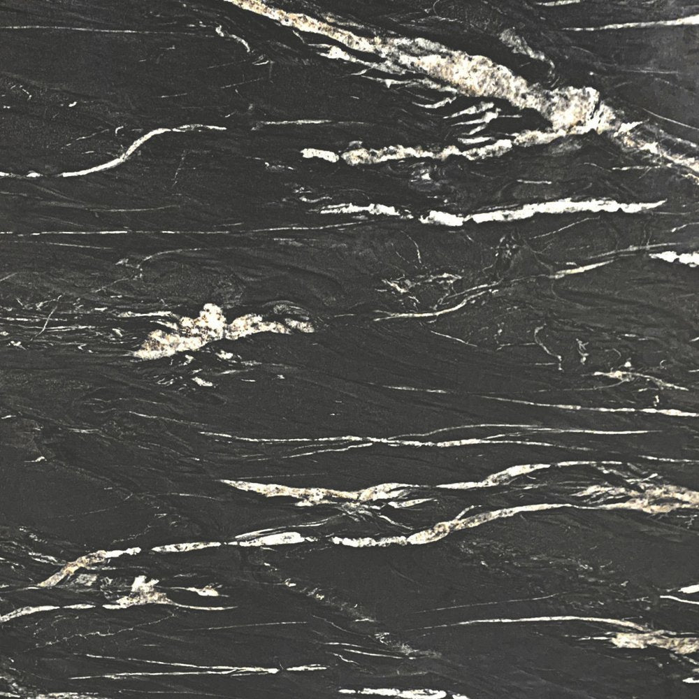 Black Faux Marble and Steel Pedestal Base Round Top Dining Table - 50-inch