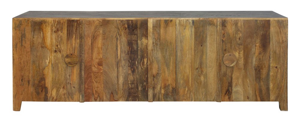 Dark Gray Carved Floral Distressed Solid Wood Enclosed Storage TV Stand