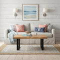 Natural and Black Solid Wood and Iron Square Distressed Coffee Table