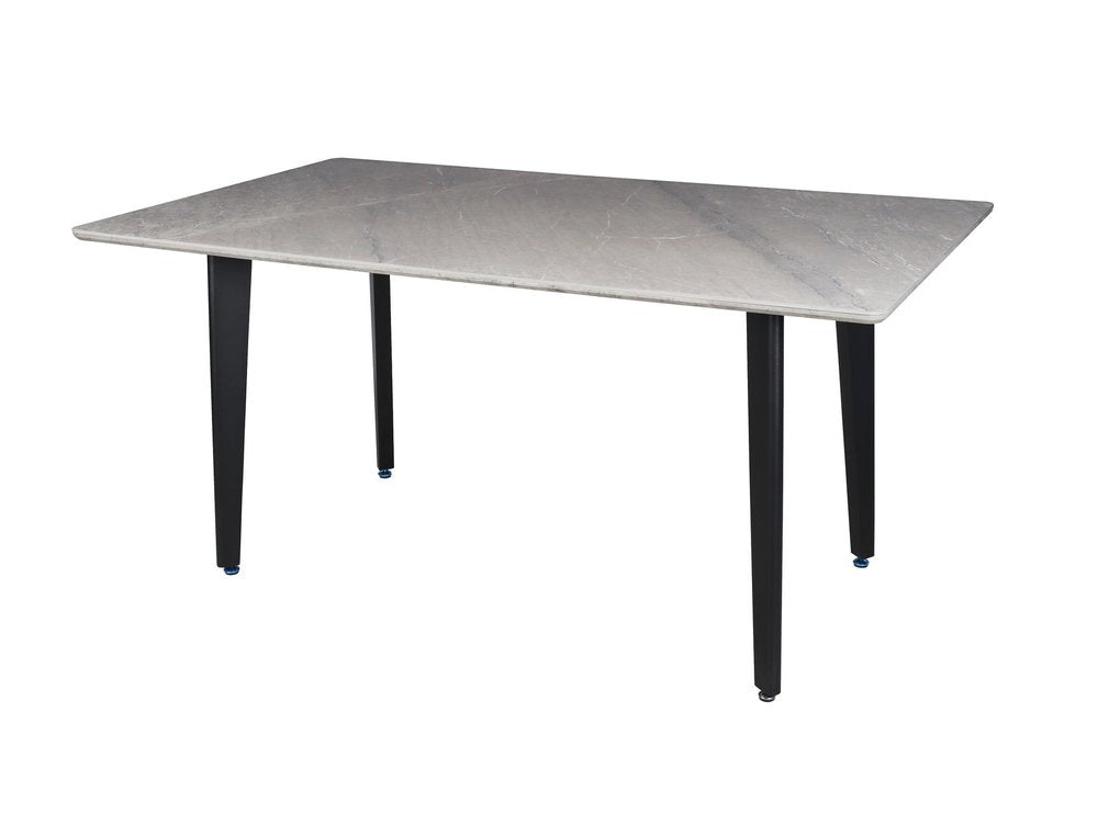 Gray Stone and Metal Dining Table - 63-inch