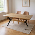 Brown and Red Wood and Metal Trestle Base Dining Table - 79-inch