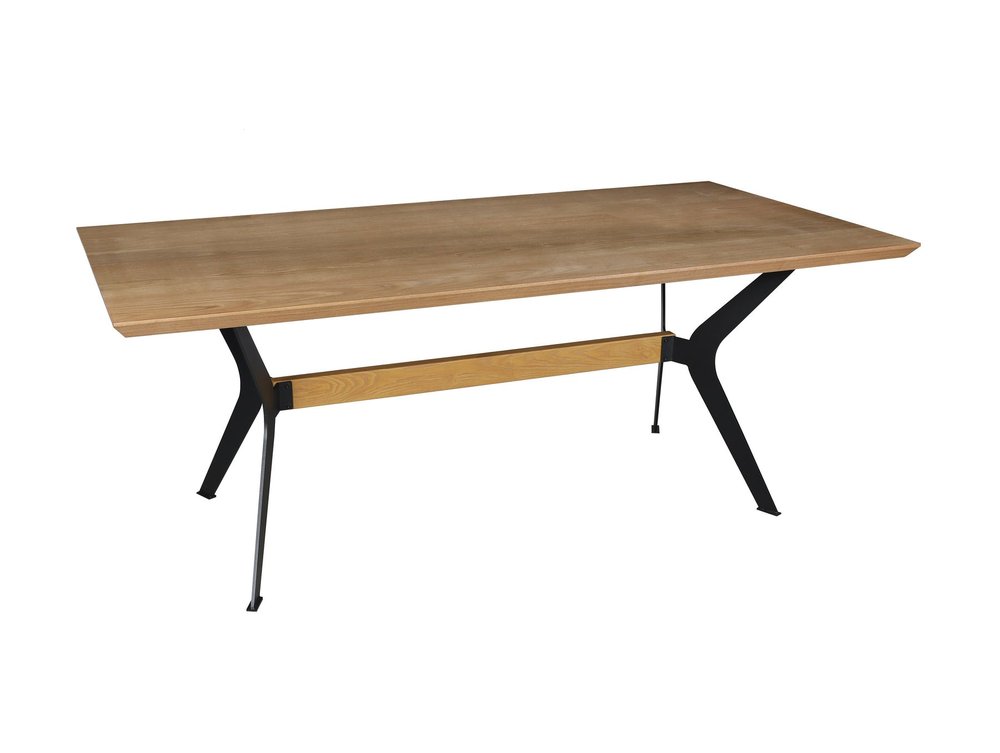 Brown and Red Wood and Metal Trestle Base Dining Table - 79-inch
