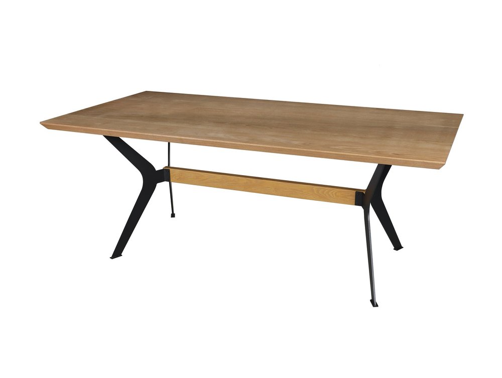Brown and Red Wood and Metal Trestle Base Dining Table - 79-inch