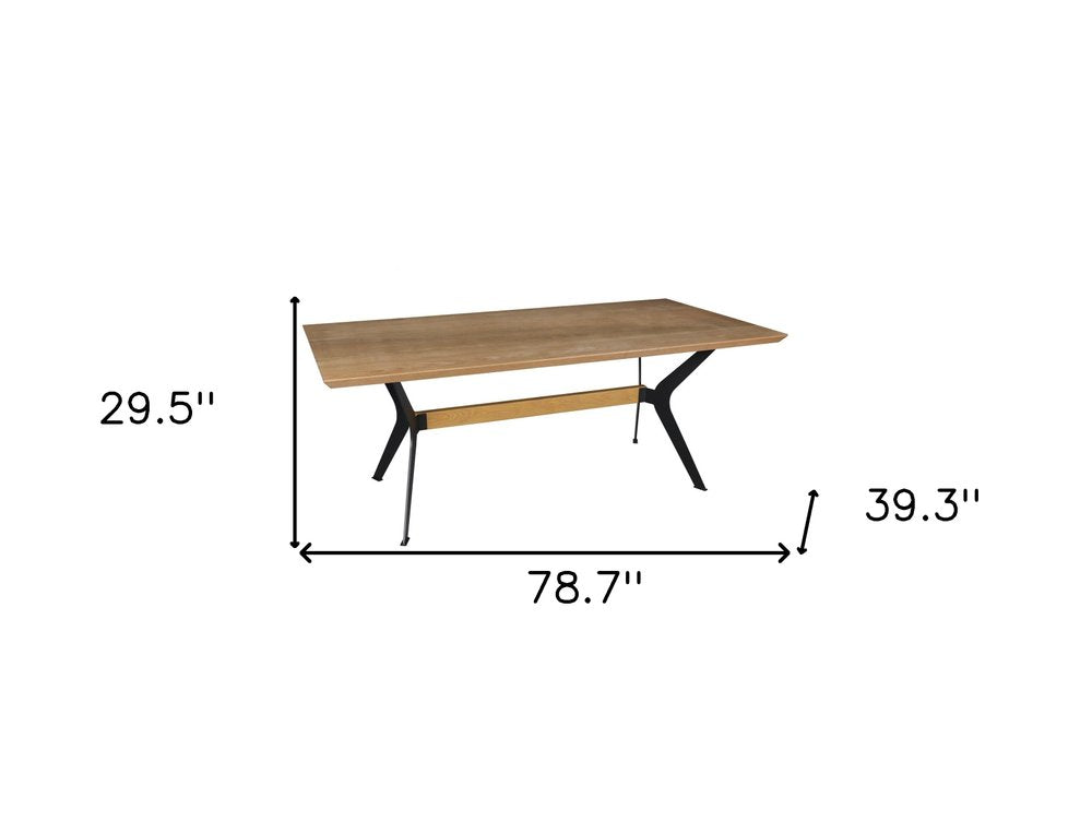 Brown and Red Wood and Metal Trestle Base Dining Table - 79-inch