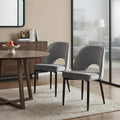 Set of Two Gray Slipcovered Velvet Dining Side Chairs