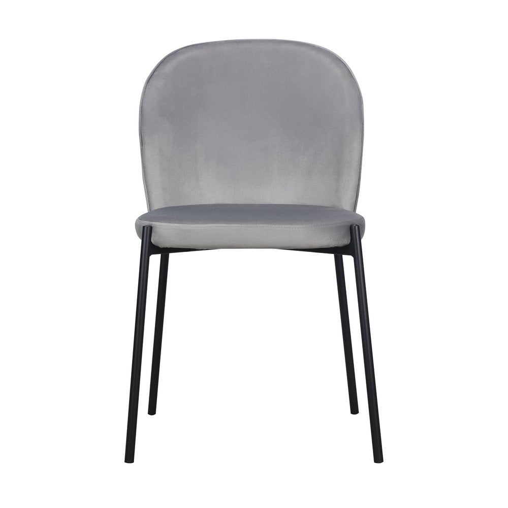 Set of Two Gray Velvet Dining Side Chairs
