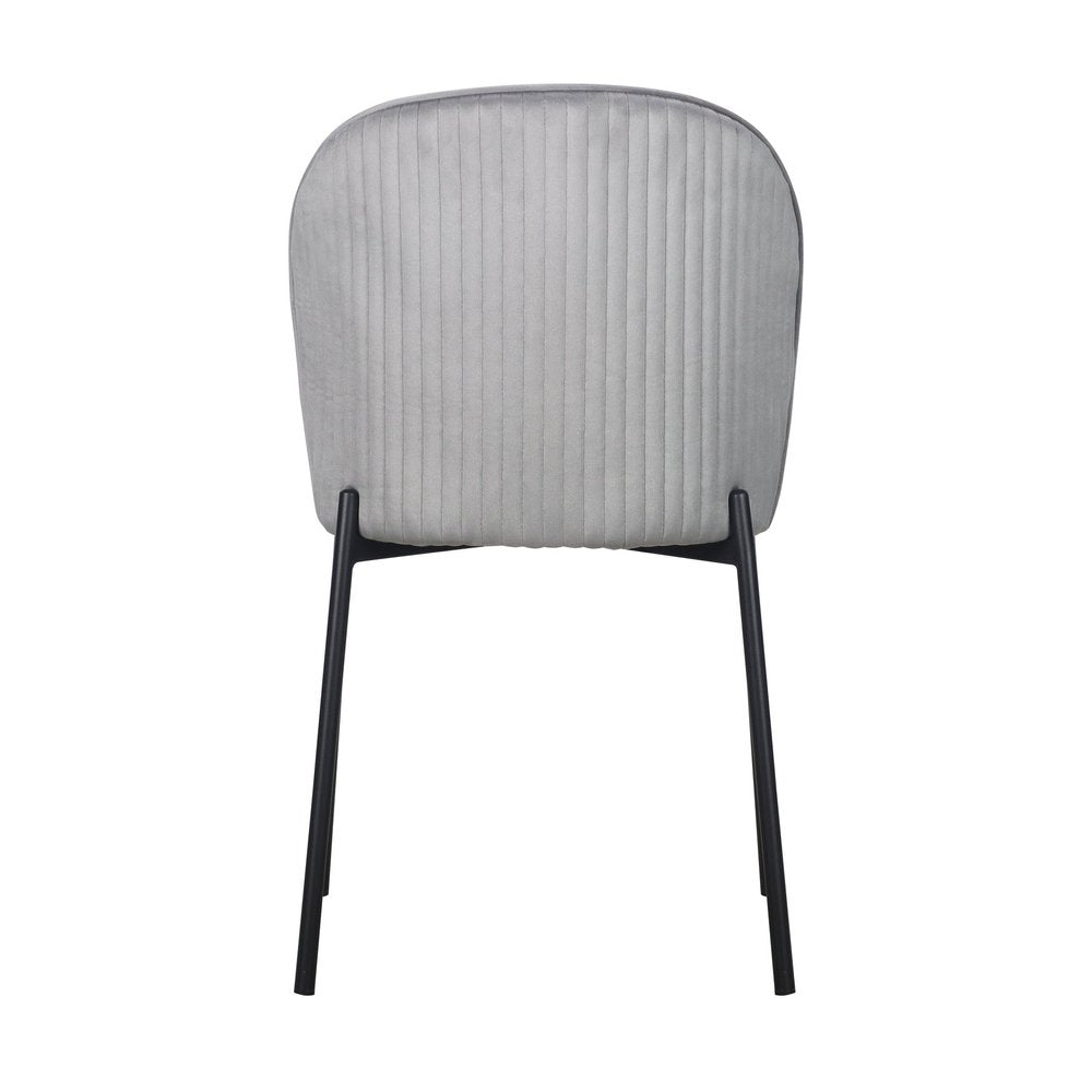 Set of Two Gray Velvet Dining Side Chairs