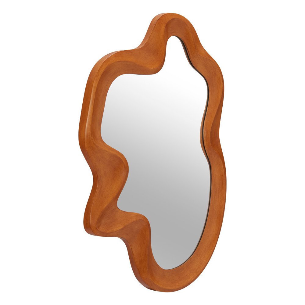 Brown Solid Wood Abstract Geometric Framed Accent Mirror - 35-inch