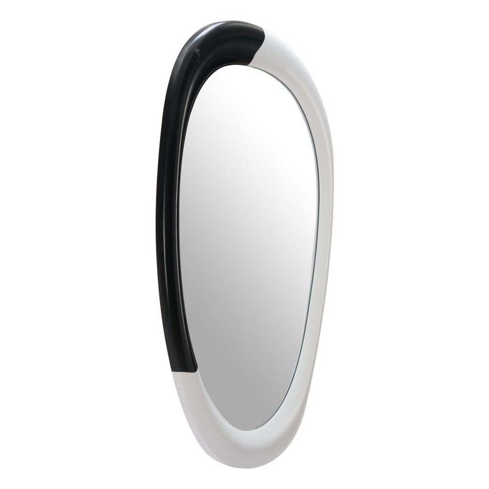 Black and White Steel Oval Geometric Framed Accent Mirror - 31-inch