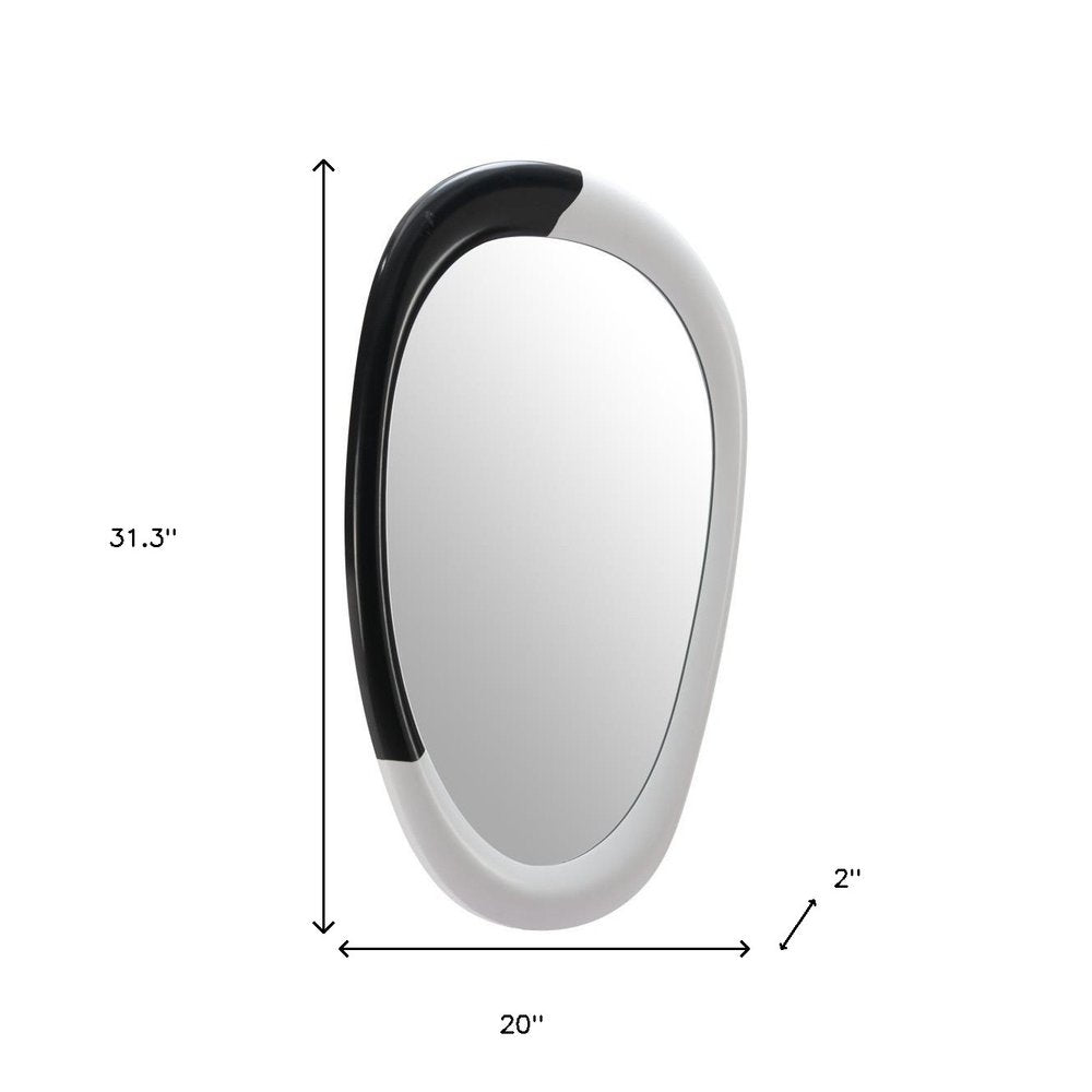 Black and White Steel Oval Geometric Framed Accent Mirror - 31-inch