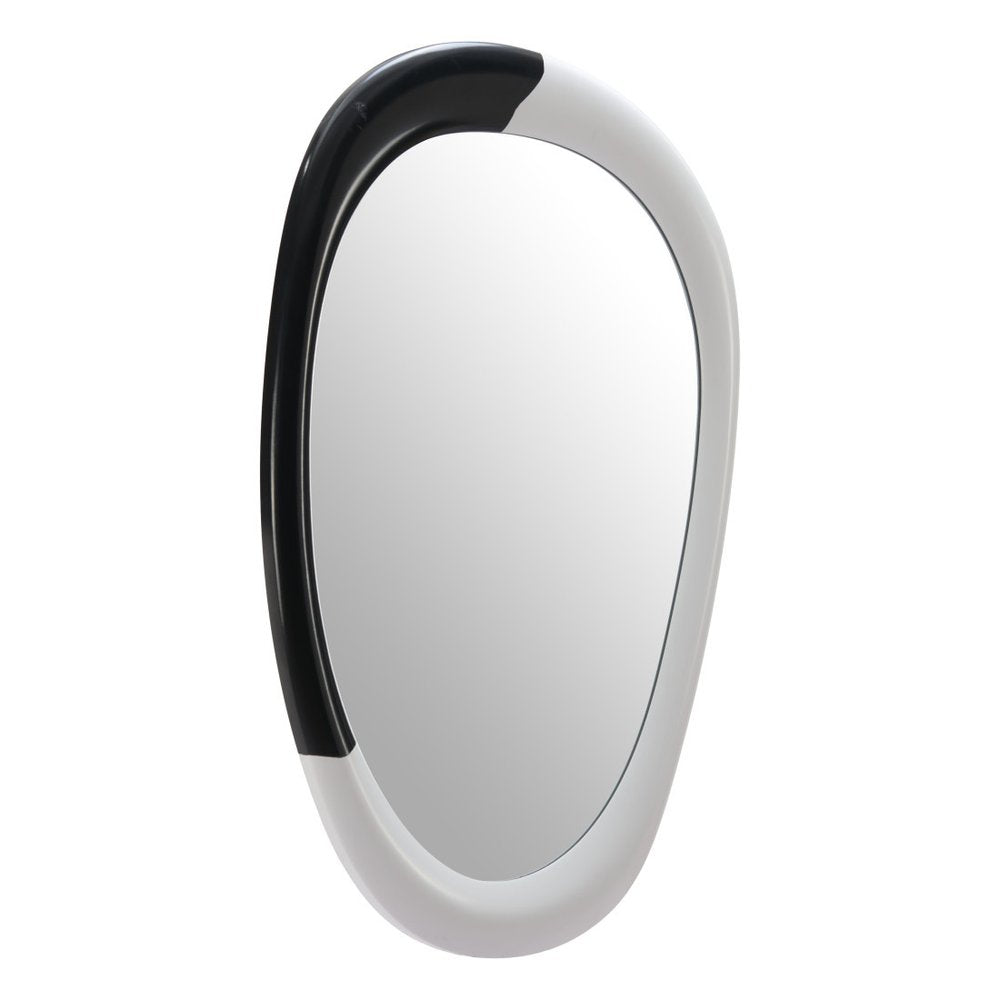 Black and White Steel Oval Geometric Framed Accent Mirror - 31-inch