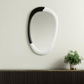 Black and White Steel Oval Geometric Framed Accent Mirror - 31-inch
