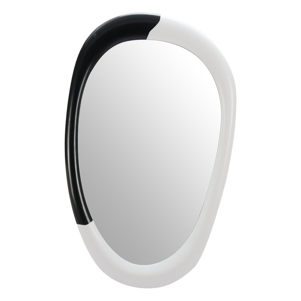 Black and White Steel Oval Geometric Framed Accent Mirror - 31-inch
