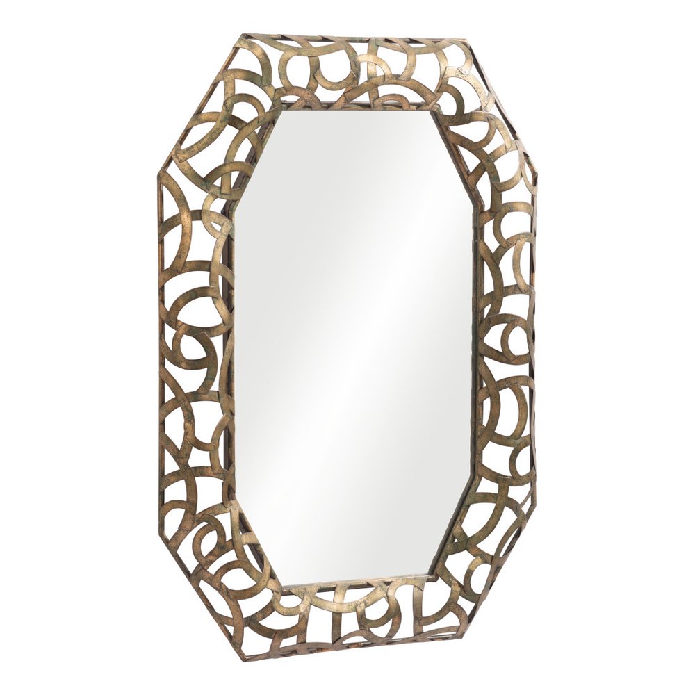Bronze Octagonal Steel Framed Accent Mirror - 35-inch