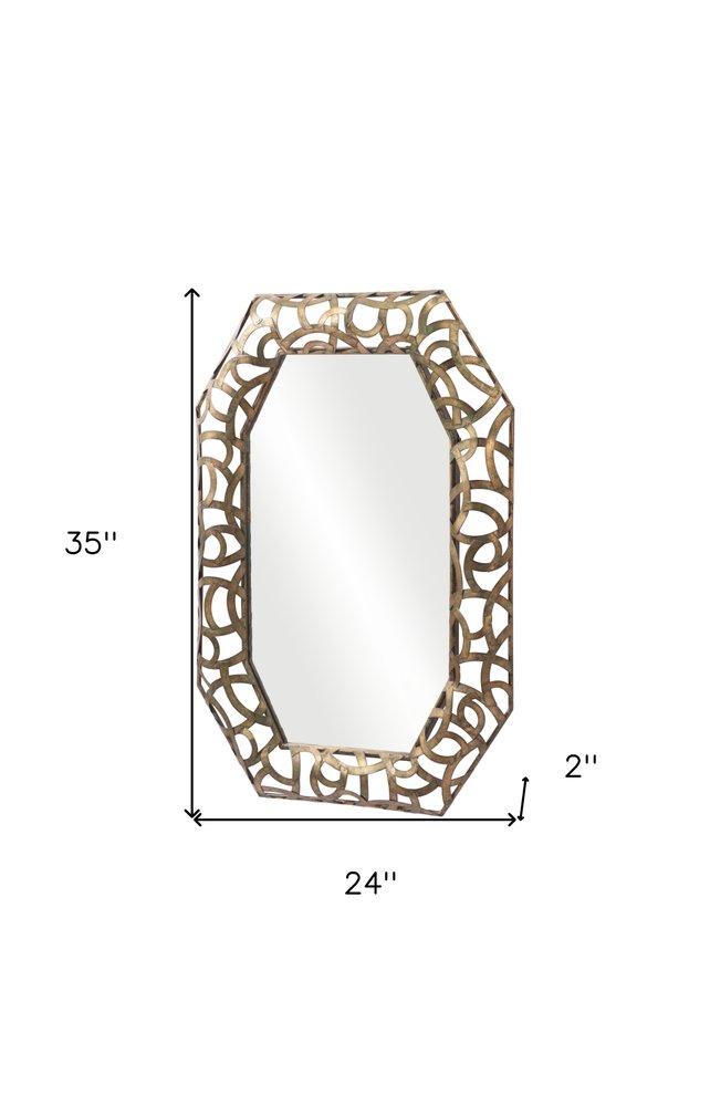 Bronze Octagonal Steel Framed Accent Mirror - 35-inch