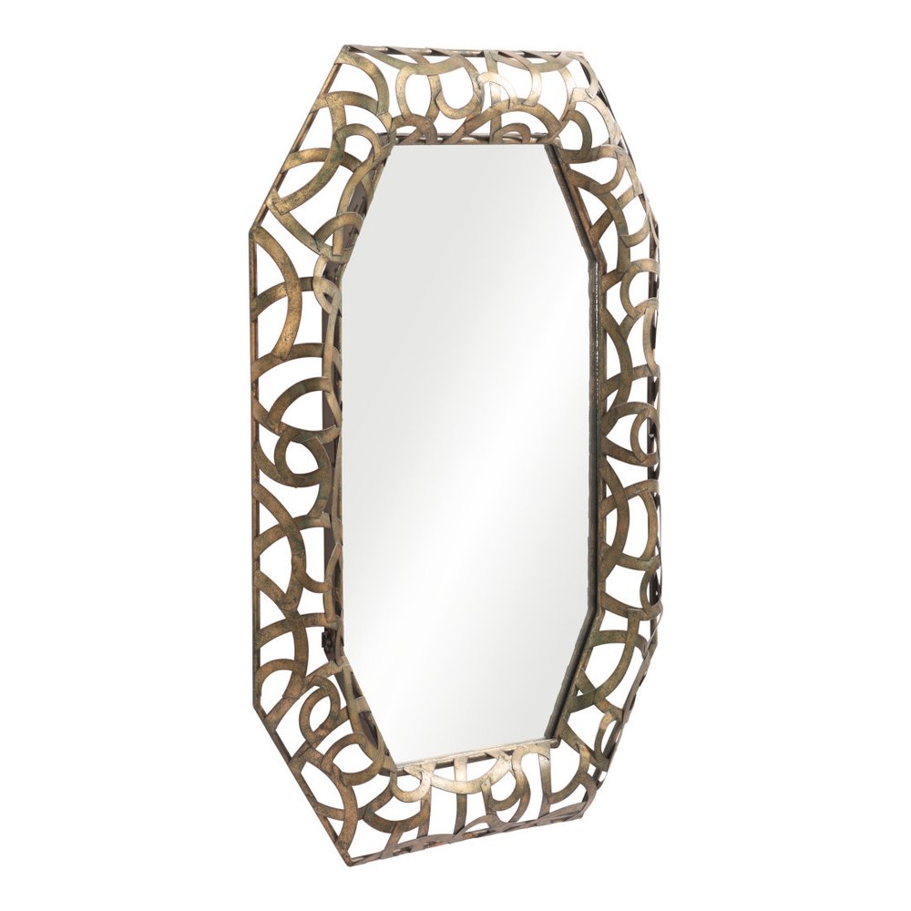 Bronze Octagonal Steel Framed Accent Mirror - 35-inch