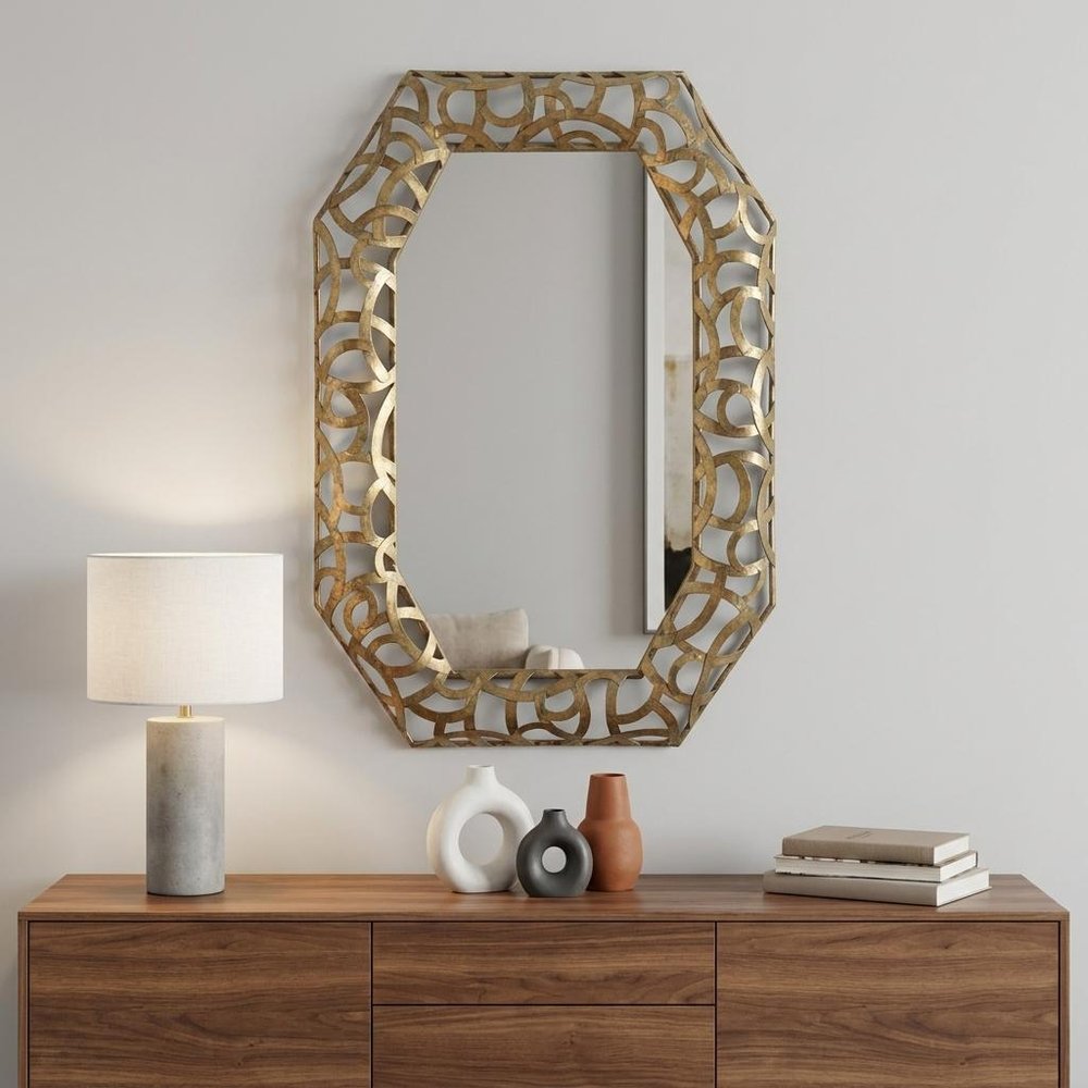Bronze Octagonal Steel Framed Accent Mirror - 35-inch