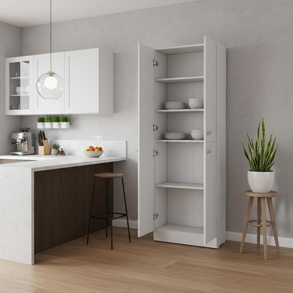 White Wood Pantry or Storage Closet - 12-inch