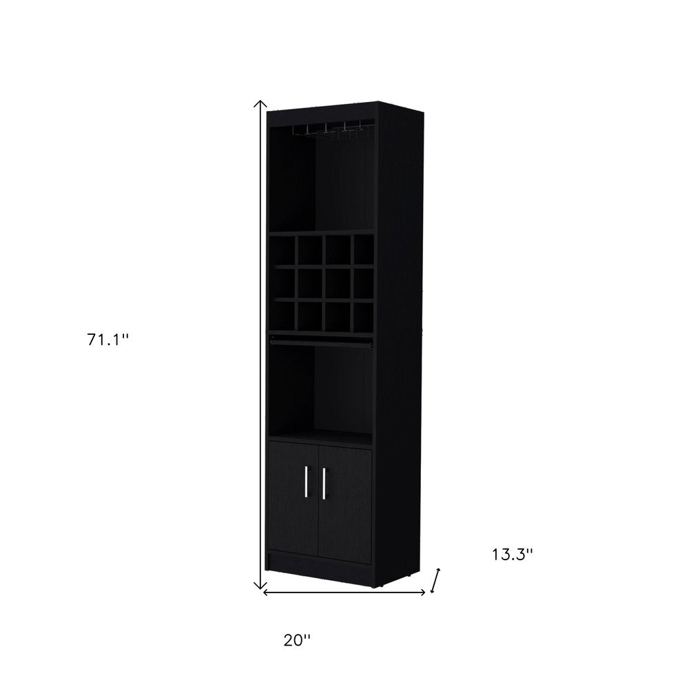 Black Wood Bar Cabinet with Two Doors - 71-inch
