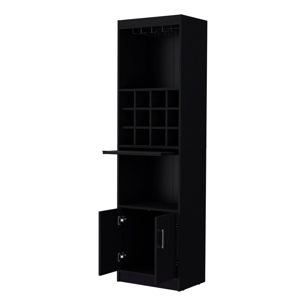 Black Wood Bar Cabinet with Two Doors - 71-inch