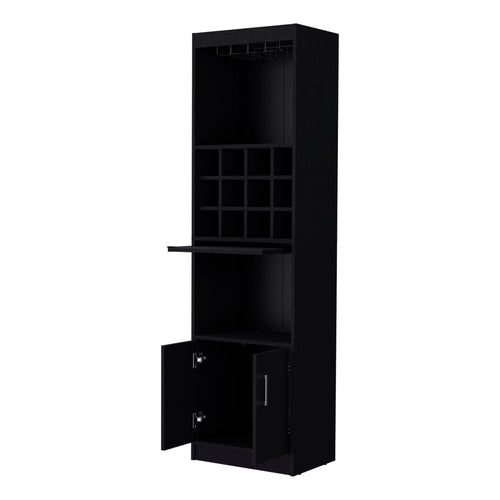 Black Wood Bar Cabinet with Two Doors - 71-inch