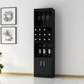 Black Wood Bar Cabinet with Two Doors - 71-inch