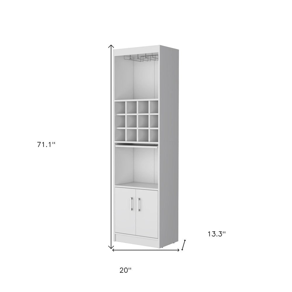 White Wood Bar Cabinet with Two Doors - 71-inch